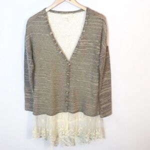 A’REVE Lace Back Tunic Cardigan